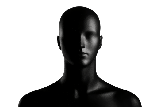 Black mannequin head on clear background png