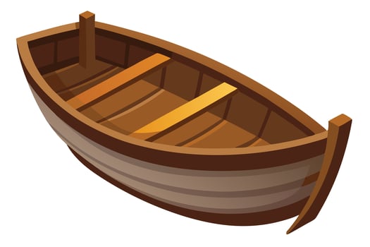 Colorful Cartoon Illustration of a Wooden Rowboat vector