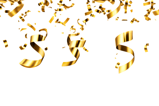 Gold confetti spirals on white png