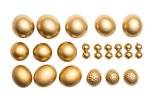 Decorative golden eggs for festive celebration png