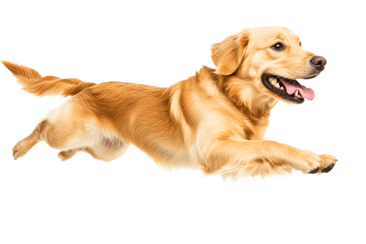 Golden retriever running joyfully in open space png