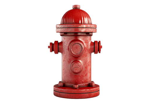 Red fire hydrant with a weathered appearance png