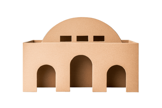 Cardboard model with domed roof png