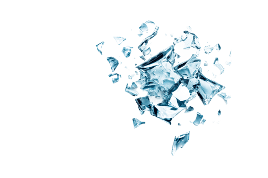 Shattered glass pieces on transparent background png