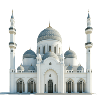 A beautiful white mosque with multiple domes and towers png