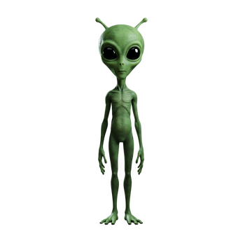 Green Alien on transparent background png