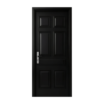 Black entry door on transparent background png
