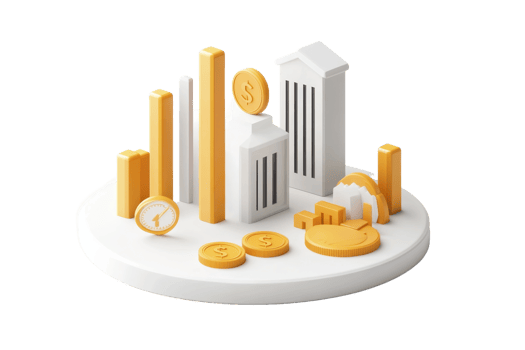 Stylized illustration depicting financial growth and time related concepts png