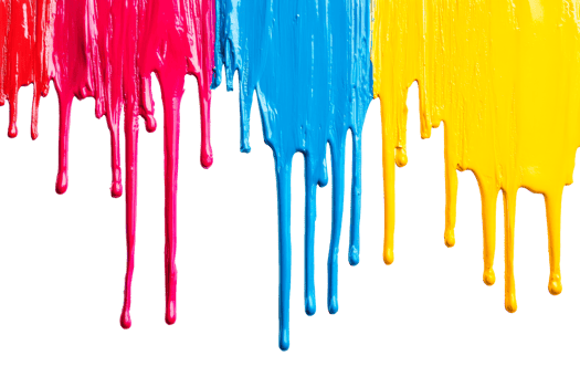 Bright paint drips on white canvas png