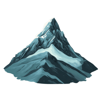 An illustrated mountain peak covered in snow and painted blue png