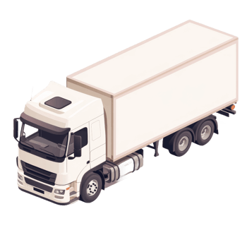 A white articulated semi truck is shown from an isometric angle png
