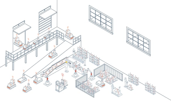 Smart logistics with warehouse management with wireless technology vector