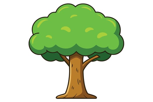 Cartoon Illustration of a Lush Green Tree vector