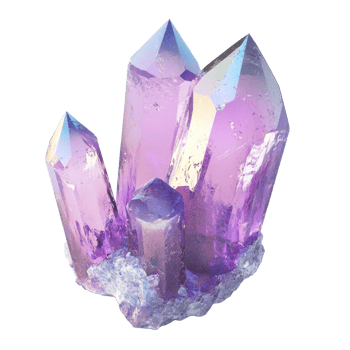A beautiful group of naturally occurring crystals with various shades of purple png