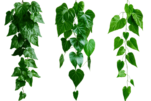 Green leaves hanging with a transparent background png