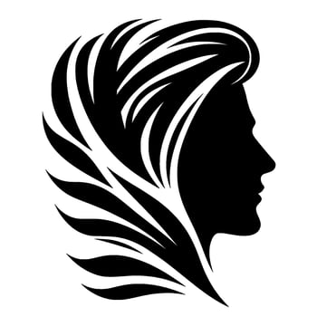 Elegant Silhouette of a Person in Profile, Featuring Flowing Hair, a Stylish, Minimalist Black and White . vector