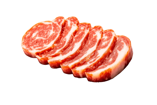 Sliced marbled meat on clear background png