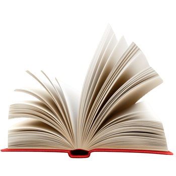 Open hardcover book flipping pages containing an engaging story full of wisdom knowledge inspiration png