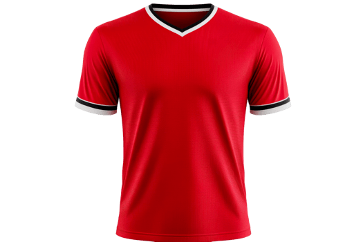 Bright red sports jersey with black accents png