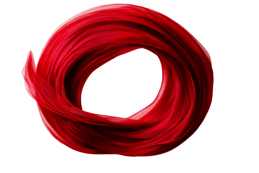 Flowing red fabric with transparent background png