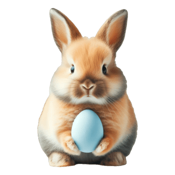 Cute Easter Bunny Holding a Pastel Blue Egg png