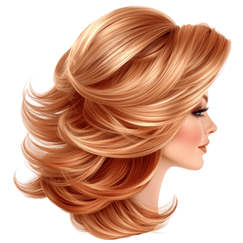 Stylish voluminous wavy auburn hairstyle a silky shine creating a glamorous fashionable appearance png