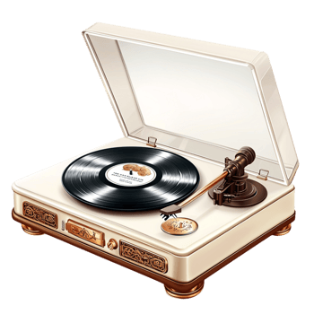 Classic wooden turntable playing a vinyl record bringing nostalgic music charm warmth rich sound quality png