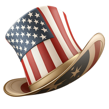 Patriotic Uncle Sam top hat red white blue stripes symbolizing American pride national heritage png