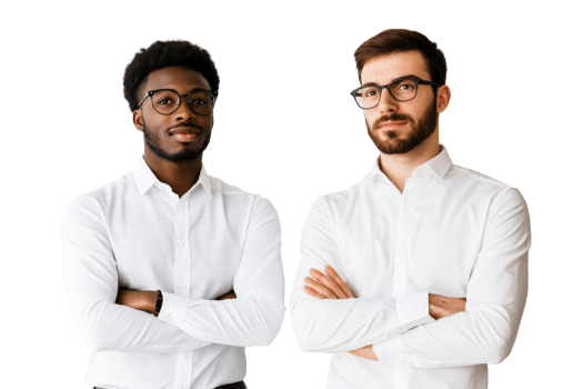 Confident men in white shirts png