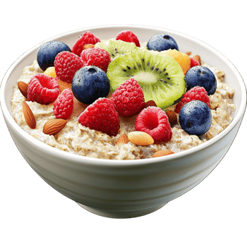 Nutritious oatmeal bowl topped mixed berries symbolizing energy wellness a balanced morning meal png