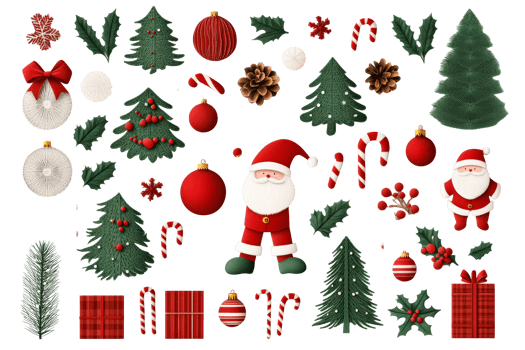 Santa and festive Christmas decor png