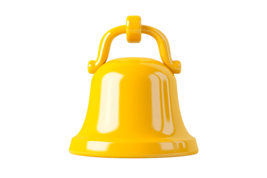 Bright yellow bell with a glossy finish png