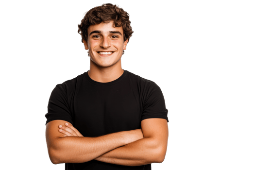 A young man is smiling broadly with arms crossed png
