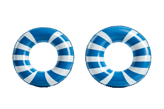 Blue inflatable rings for swimming, 3D rendering, cut out transparent png
