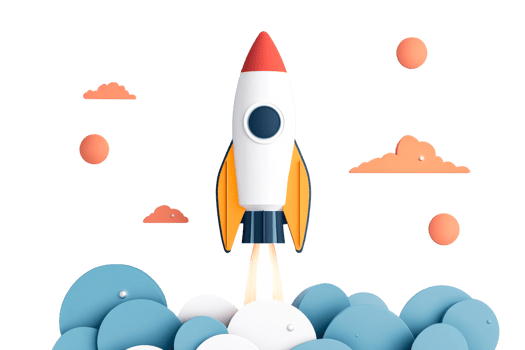 Rocket takes off on a journey into space, illustration, cut out transparent png