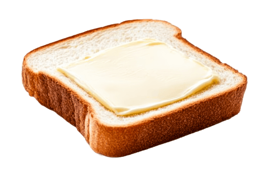 Slice of toast bread with butter, delicious breakfast, cut out transparent png
