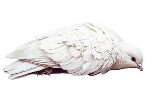 White dove with detailed feathers, elegant bird, isolated, cut out transparent png