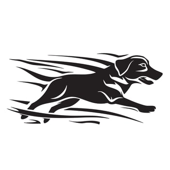 dynamic logo featuring running dog in motion, capturing essence of speed and agility. This design symbolizes energy and playfulness, perfect for pet related brands or services vector