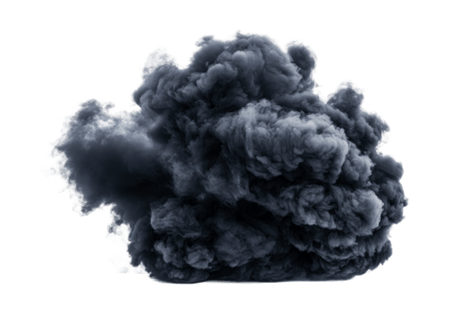 Dark cloud formation, smoky cloudscape in storm, cut out transparent png