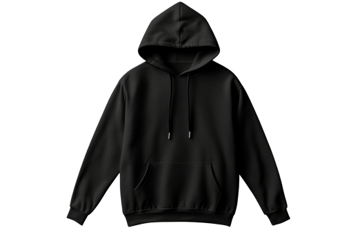 Black Hoodie Mockup on Black Background, Fashionable Clothing, cut out transparent png