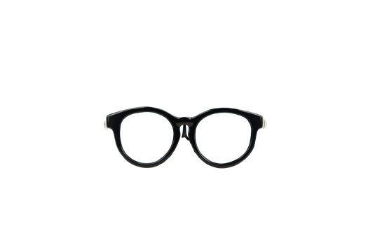 Spectacles with rounded black frames, minimalist design, cut out transparent png