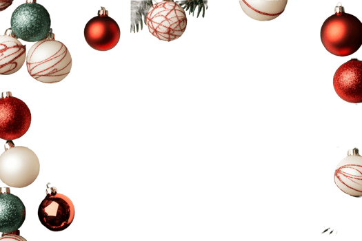 Festive ornament assortment on black background, cut out transparent png