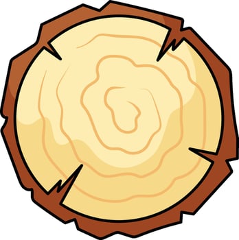 Tree trunk cross section with growth rings and cracks vector