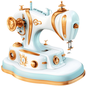 Vintage sewing machine intricate gold detailing png