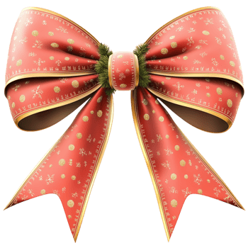 Large festive red bow a shimmering ribbon texture png