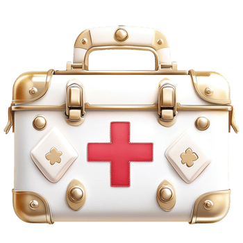 Elegant white gold first aid kit a red cross symbol png