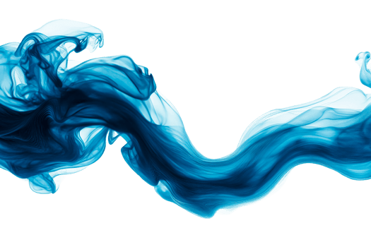 Blue smoke isolated on black background, flow, transparent png