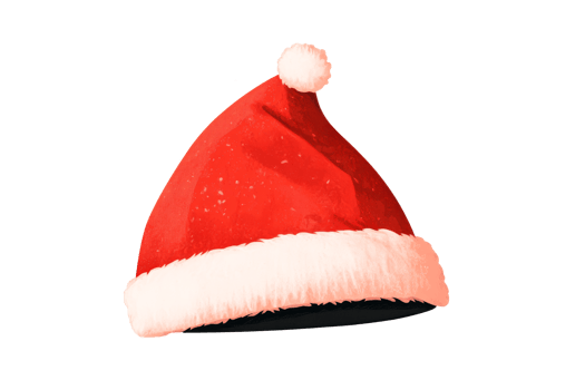 Christmas Santa hat, red cap with pom pom, holiday season, cut out transparent png