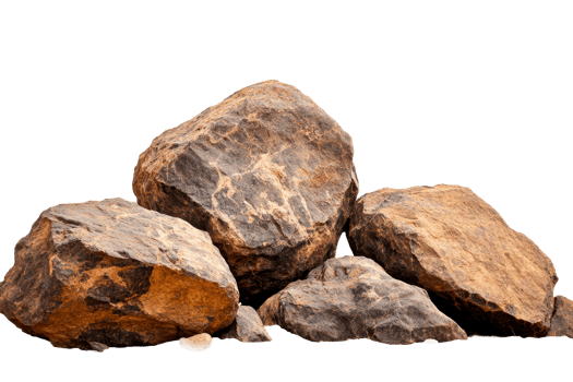 Rock formation with rugged surface and textured surface, cut out transparent png