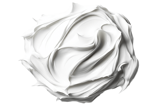 Swirls of thick white cream form textured abstract sphere, cut out transparent png